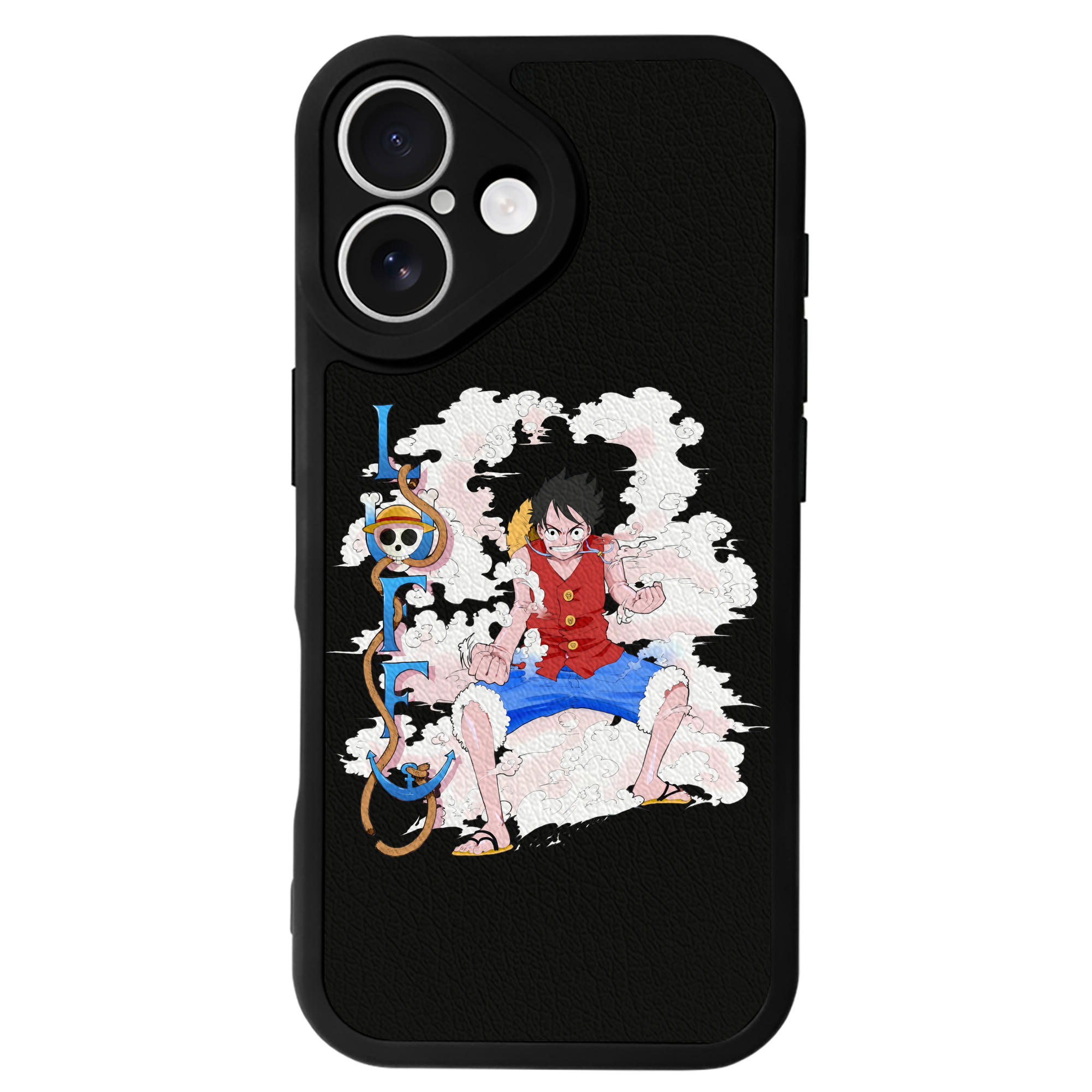 （画像用） ワンピース モンキー・D・ルフィ ONE PIECE Monkey D. Luffy 【iPhone 16シリーズ対応】シリコンスマホケース（レザー調） 材質：シリコン